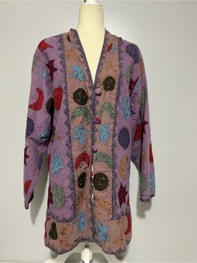 Celeste Purple Patchwork Button-Front cardigan